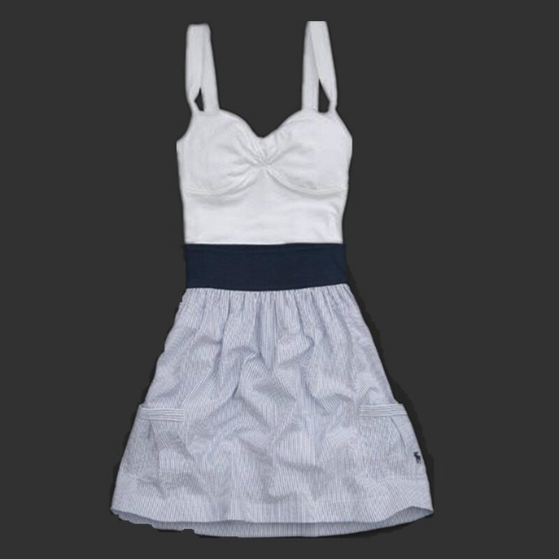 Grand Pocket A&F Femmes Robe en BlancGrisReale Bleu