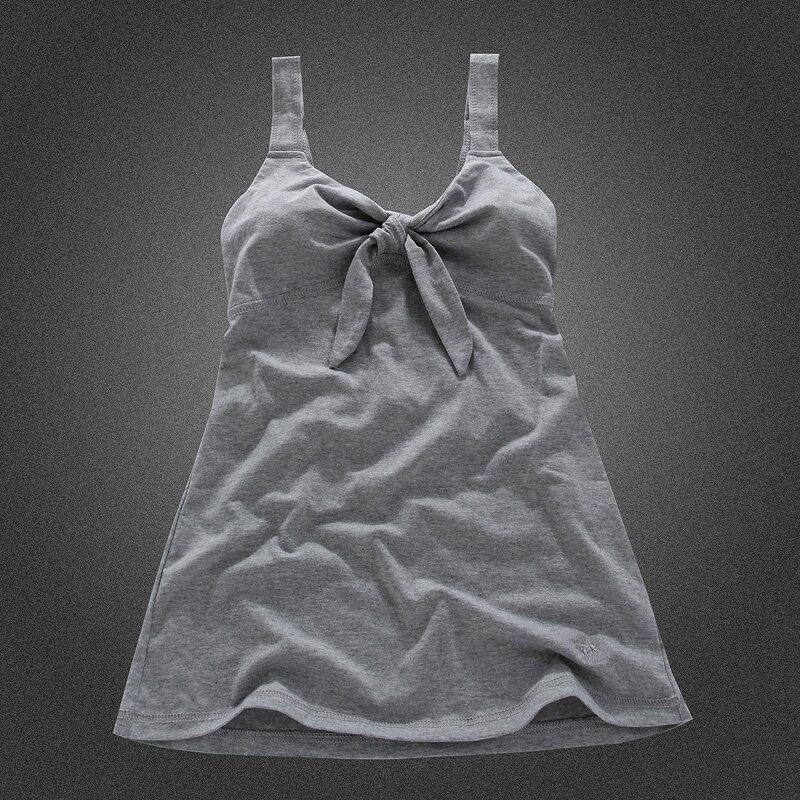 Bowknot Simple A&F Femmes Coton Robe en Gris