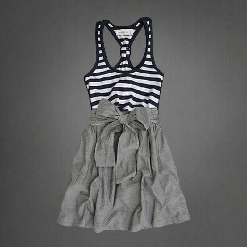 Pas cher A&F Femmes Lungo Robe en Reale BleuBlancGris