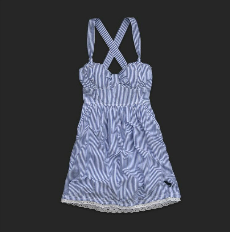 Mignon A&F Femmes Small Rayures Robe en Lumière Bleu