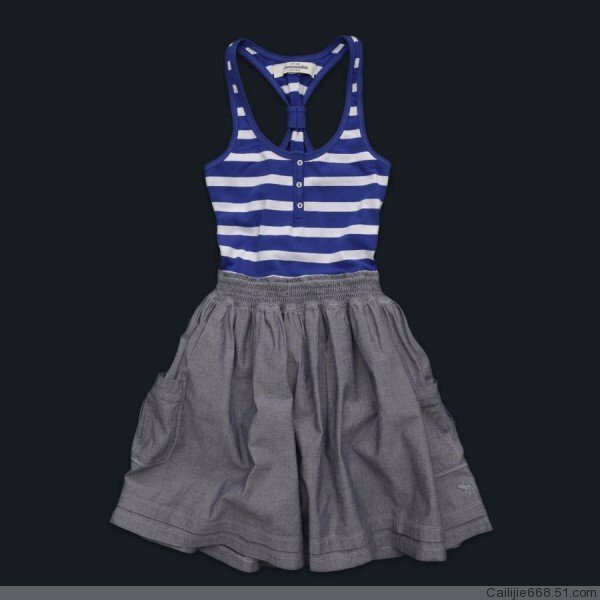 Réduction A&F Femmes Robe en BlancBleuGris
