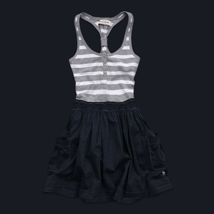 Réduction A&F Femmes Robe en BlancGrisReale Bleu