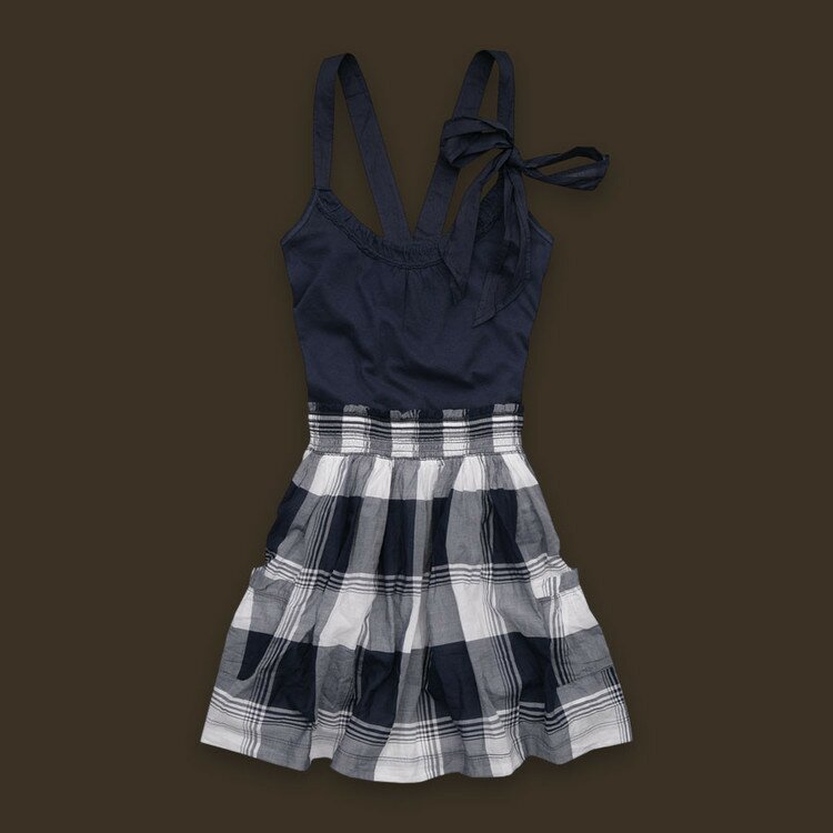 Fashional A&F Femmes Robe Grille en Reale BleuBlancGris