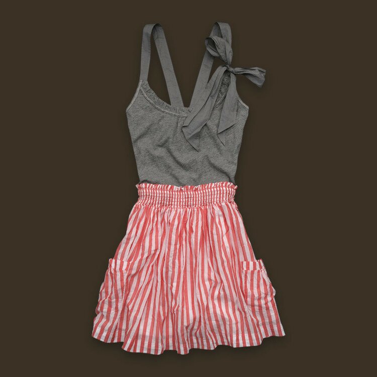 Fashional A&F Femmes Robe Rayures en BlancGrisOrange