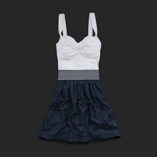 Fashional A&F Femmes Robe en Reale BleuBlanc