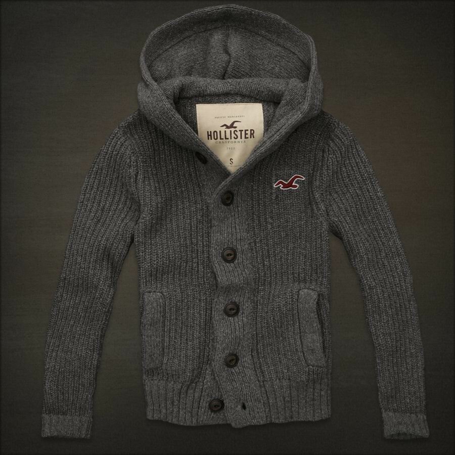 Hollister Homme 6041 Pulls Boutiques à Londres gris foncé