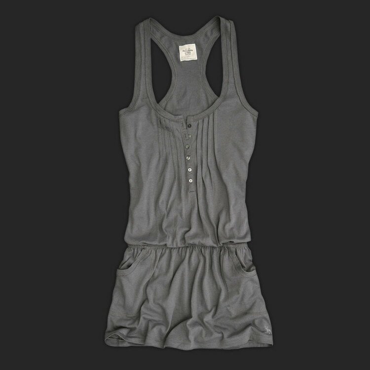 Simple A&F Femmes Robe Bouton en Gris