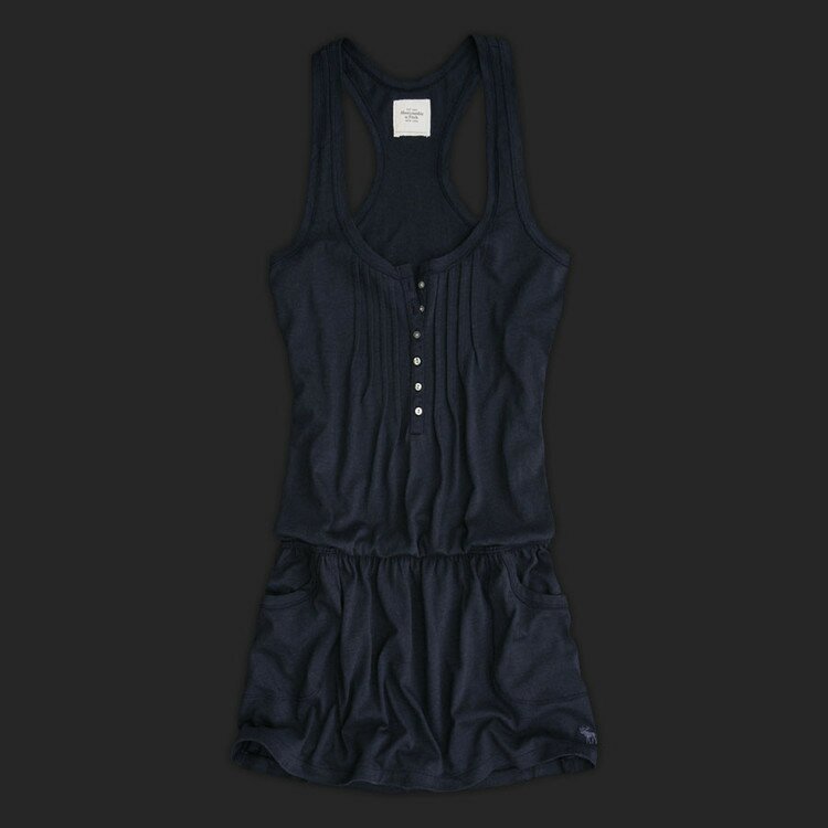 Simple A&F Femmes Robe Bouton en Reale Bleu