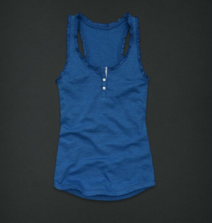 Simple Bouton A&F Femmes Robe en Bleu