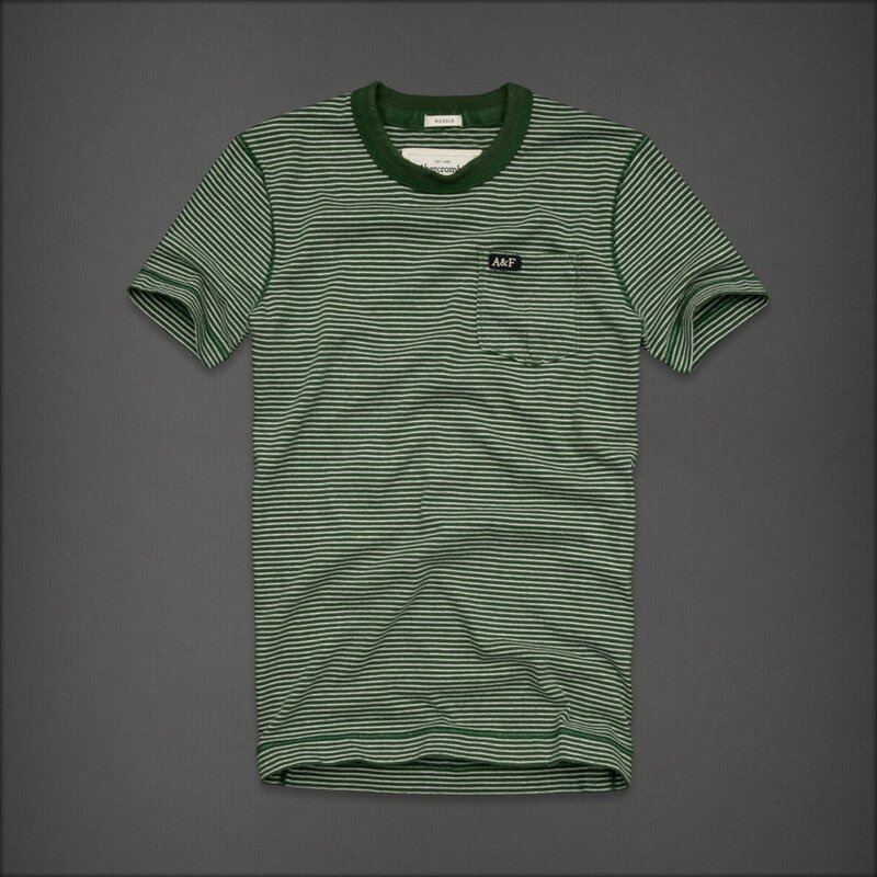 Abercrombie Fitch Homme 1658 T-shirt Rayures Army Green