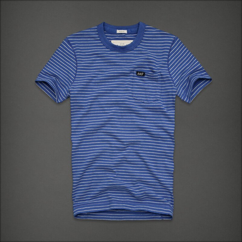 Abercrombie Fitch Homme 1657 T-shirt Rayures bleu