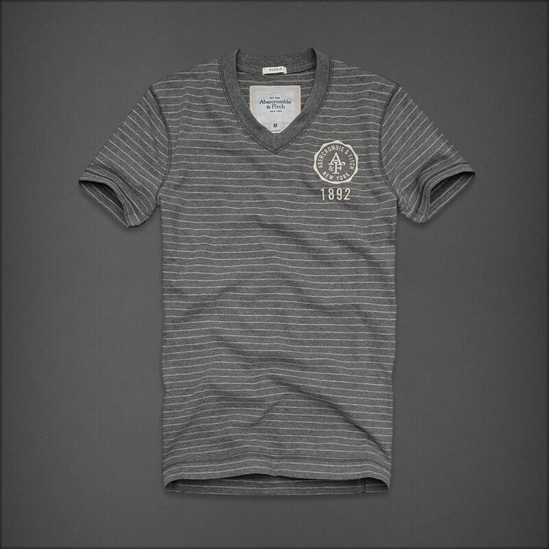 Abercrombie Fitch Homme 1655 T-shirt Rayures gris clair