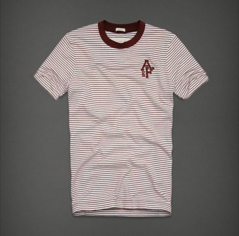Abercrombie Fitch Homme 1652 T-shirt Rayures rouge