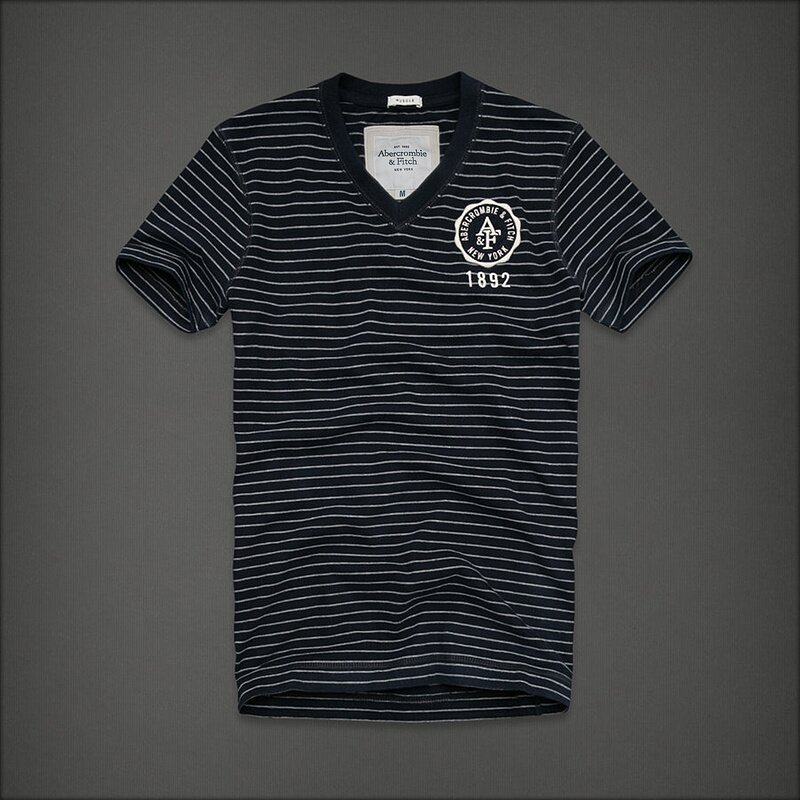 Abercrombie Fitch Homme 1654 T-shirt Rayures saphir