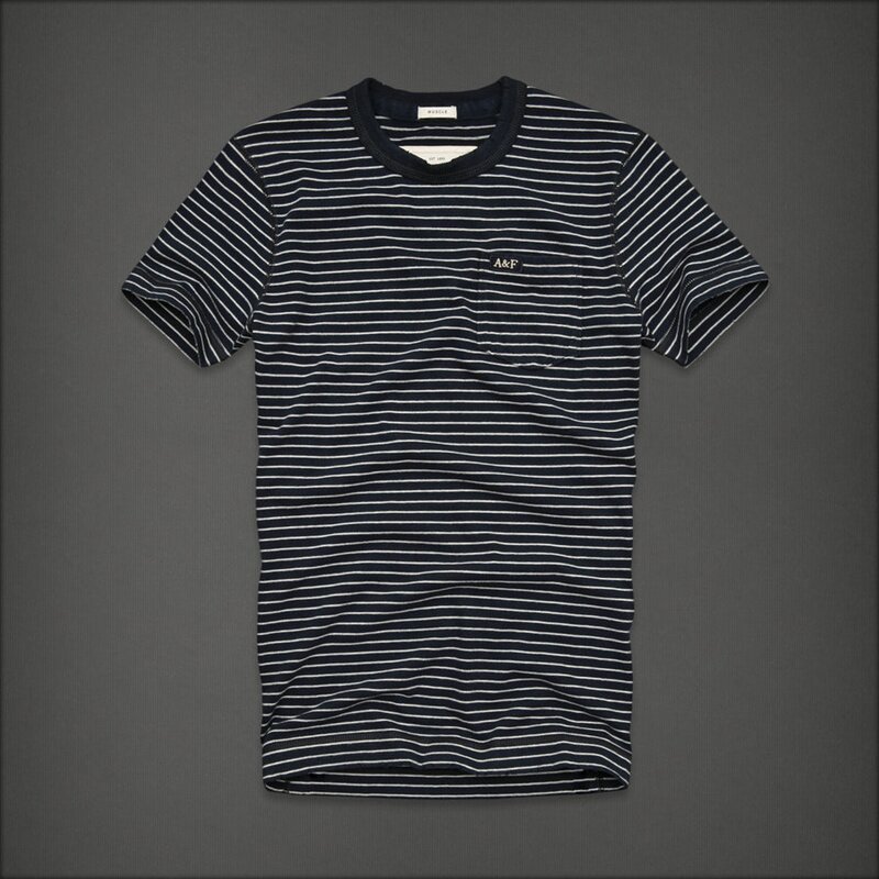 Abercrombie Fitch Homme 1656 T-shirt Rayures saphir