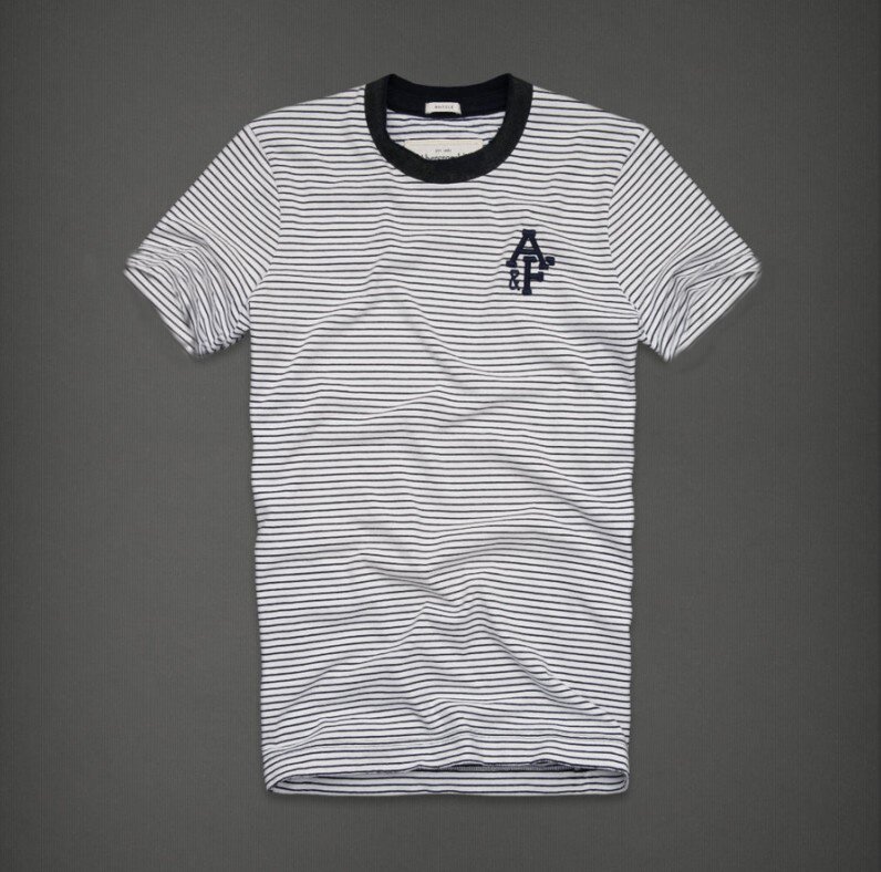 Abercrombie Fitch Homme 1653 T-shirt Rayures blanc