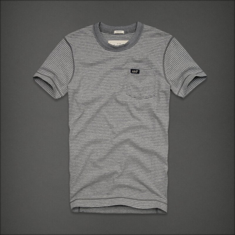 Abercrombie Fitch Homme 1659 T-shirt Rayures gris
