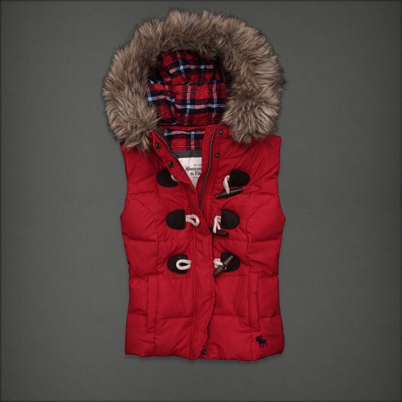 Abercrombie & Fitch Femme Doudounes sans manche rouge 4064