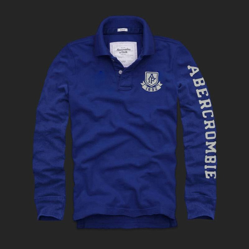 Abercrombie Fitch Homme 3070 Polo manches longues bleu