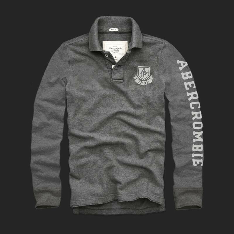 Abercrombie Fitch Homme 3077 Polo manches longues gris foncé