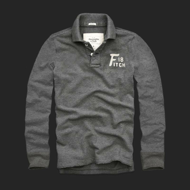Abercrombie Fitch Homme 3080 Polo manches longues gris foncé