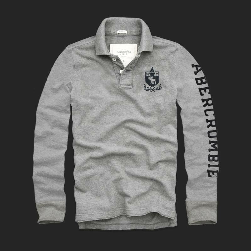 Abercrombie Fitch Homme 3076 Polo manches longues gris clair