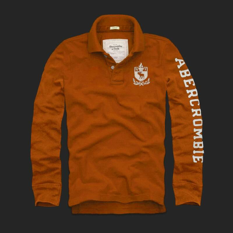 Abercrombie Fitch Homme 3071 Polo manches longues Orange