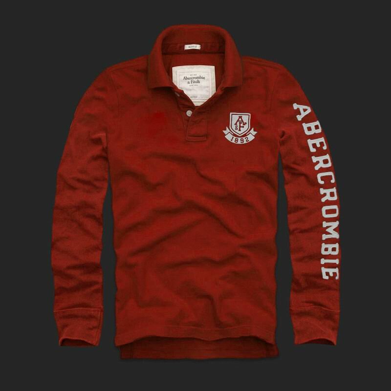 Abercrombie Fitch Homme 3073 Polo manches longues rouge