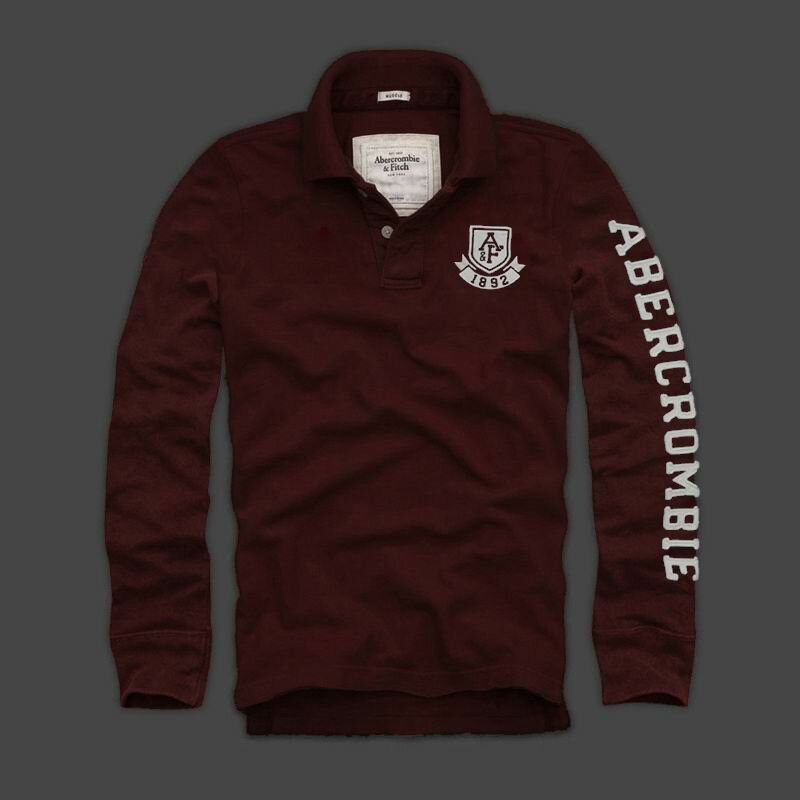 Abercrombie Fitch Homme 3075 Polo manches longues vin rouge
