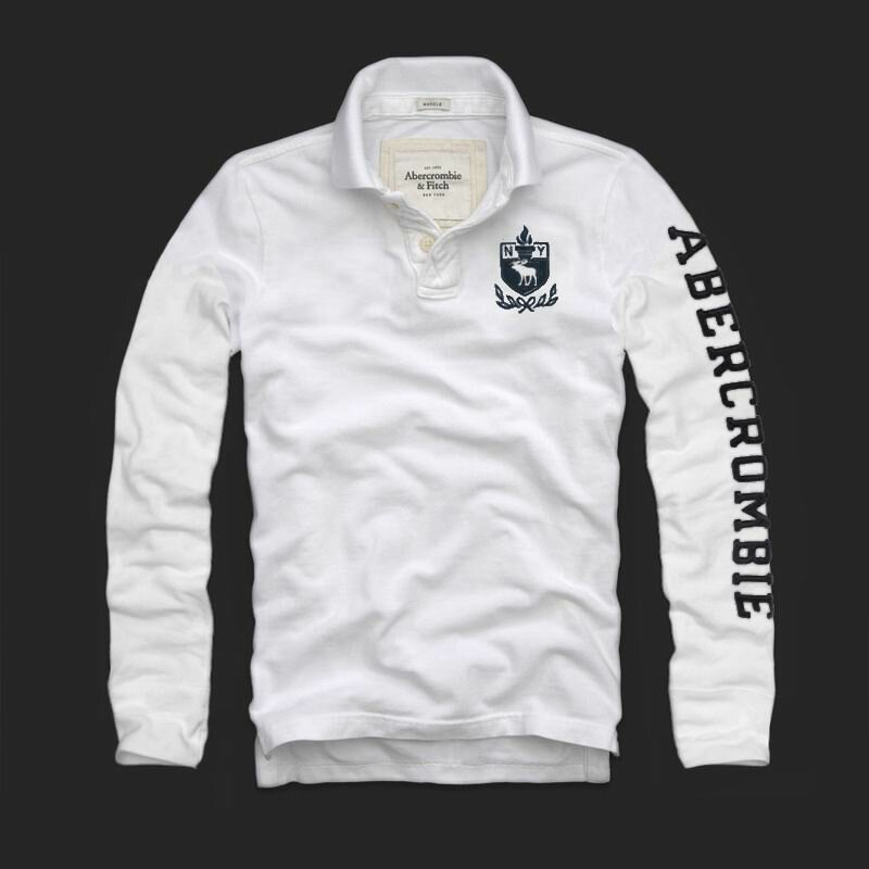 Abercrombie Fitch Homme 3068 Polo manches longues blanc