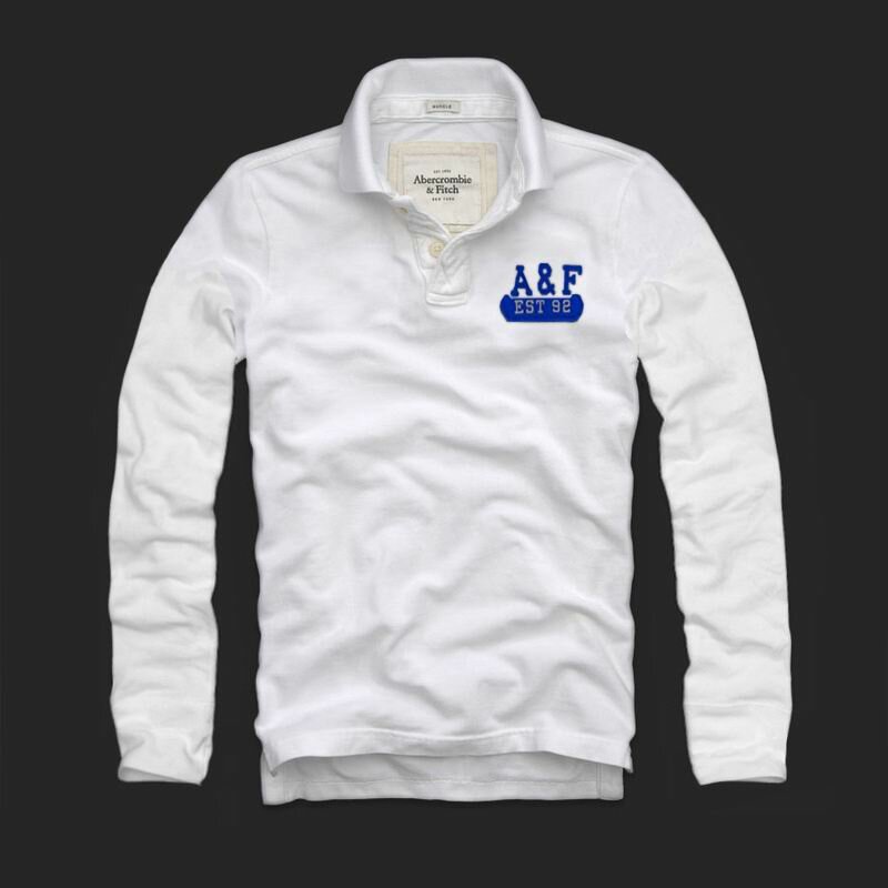 Abercrombie Fitch Homme 3082 Polo manches longues blanc