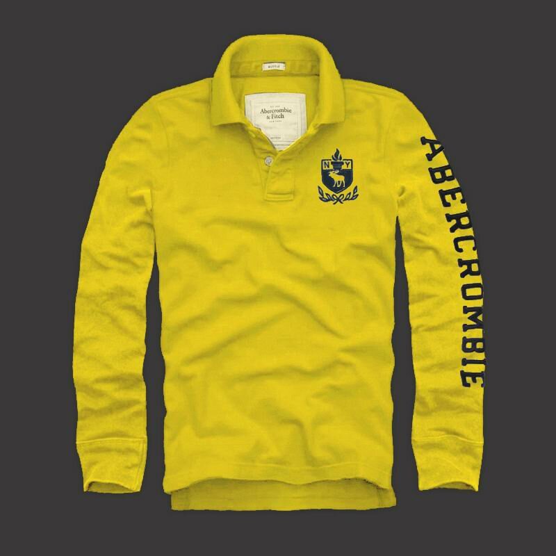 Abercrombie Fitch Homme 3074 Polo manches longues jaune
